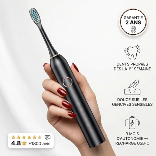 Brosse Sonique DENOVYA | 40 000 vibrations par minute pour aller là où votre brosse manuelle ne va jamais