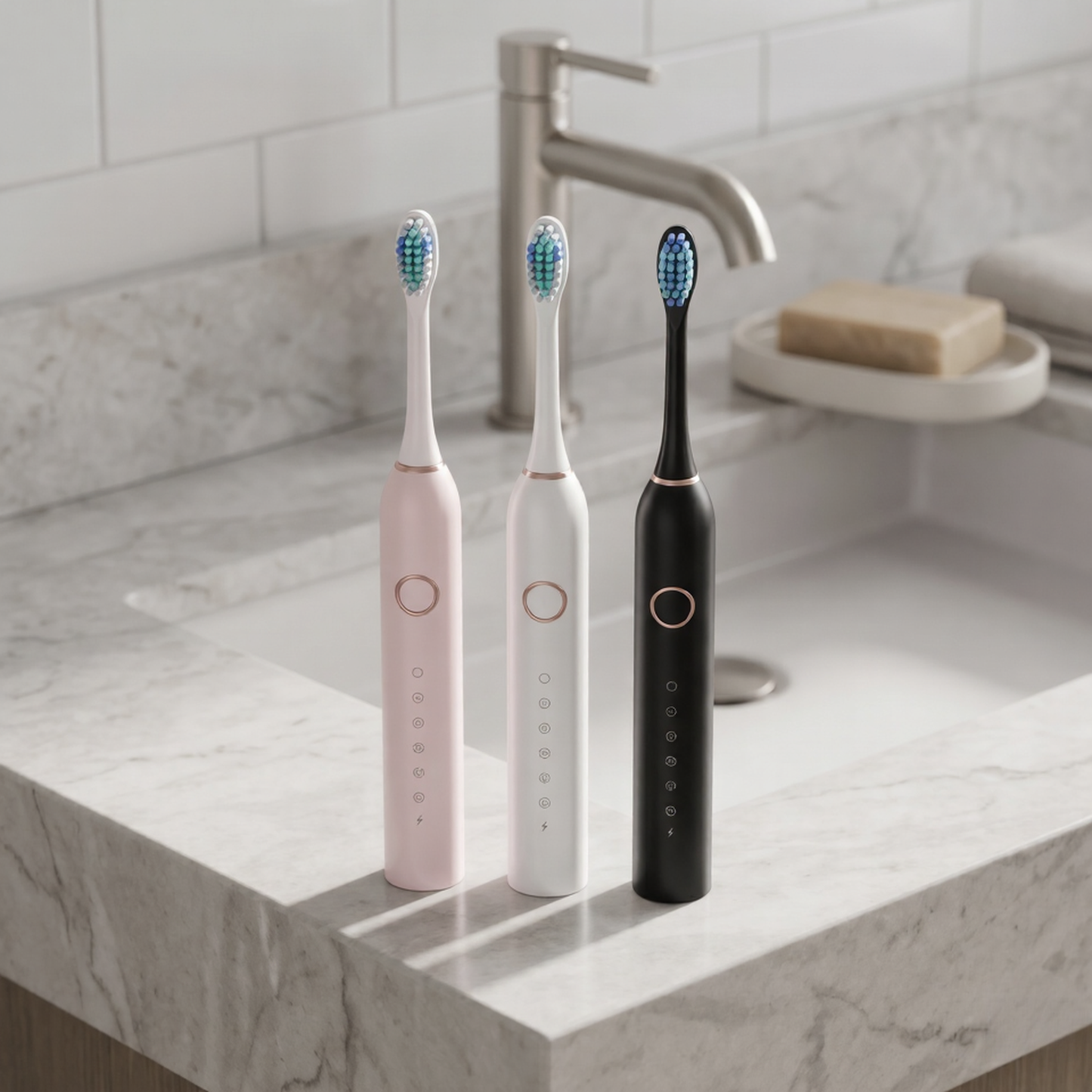 Brosse Sonique DENOVYA | 40 000 vibrations par minute pour aller là où votre brosse manuelle ne va jamais