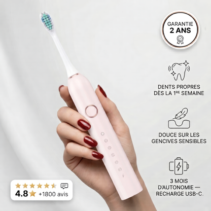 Brosse Sonique DENOVYA | 40 000 vibrations par minute pour aller là où votre brosse manuelle ne va jamais